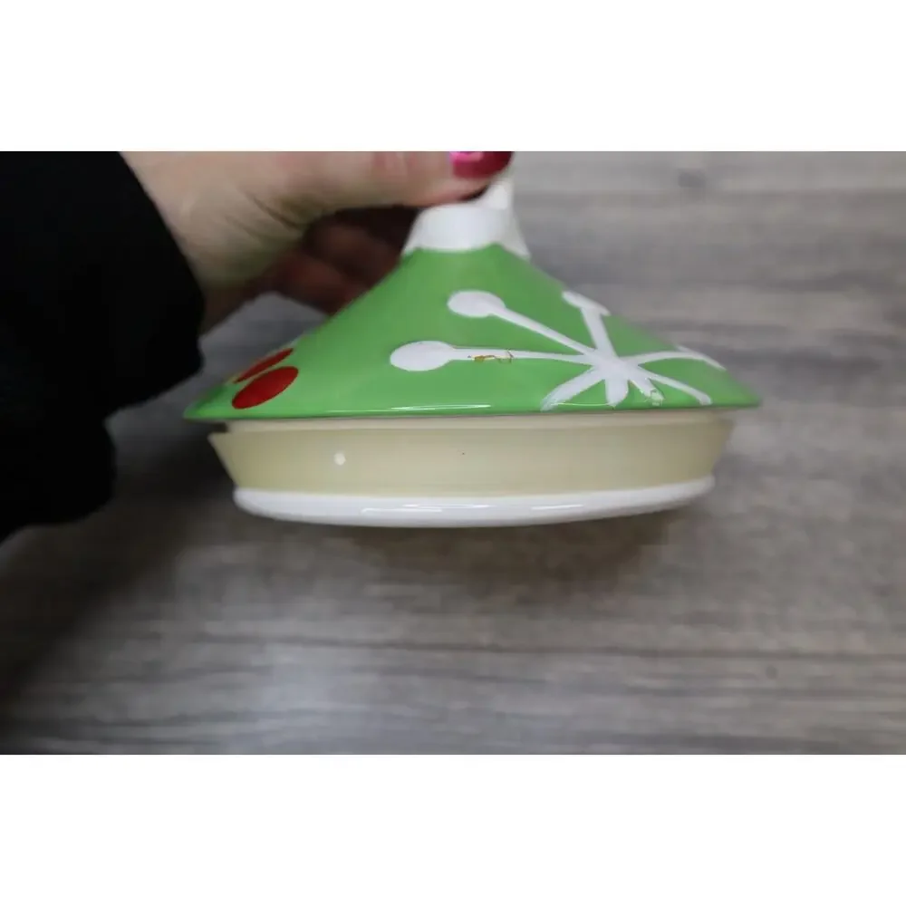 Real Home Vintage Style Christmas Tree Ornament Cookie Jar Earthenware Holiday